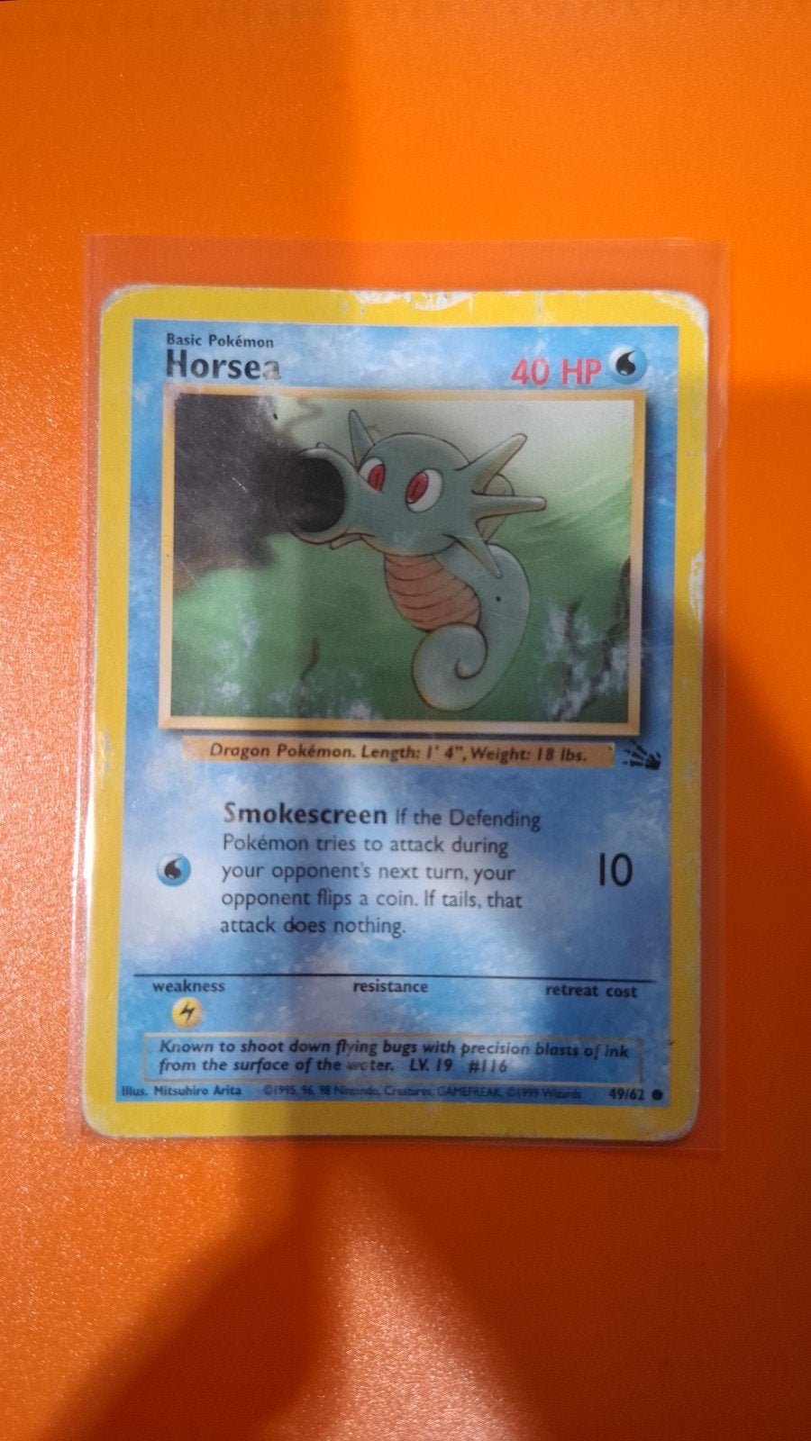 Horsea, Pokemon, 49/62, Fossil, Verzenden, Zo goed als nieuw, Losse kaart