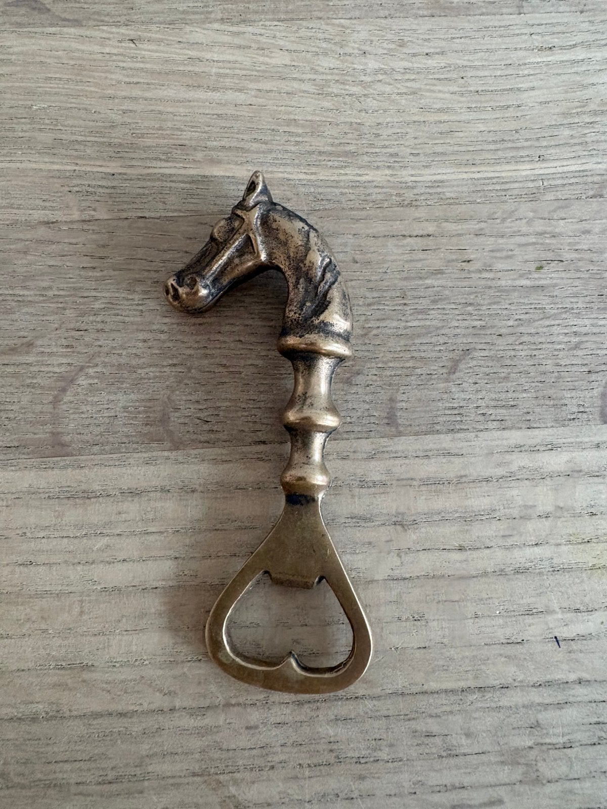 Prachtige vintage massief messing/bronzen flesopener, Ophalen of Verzenden