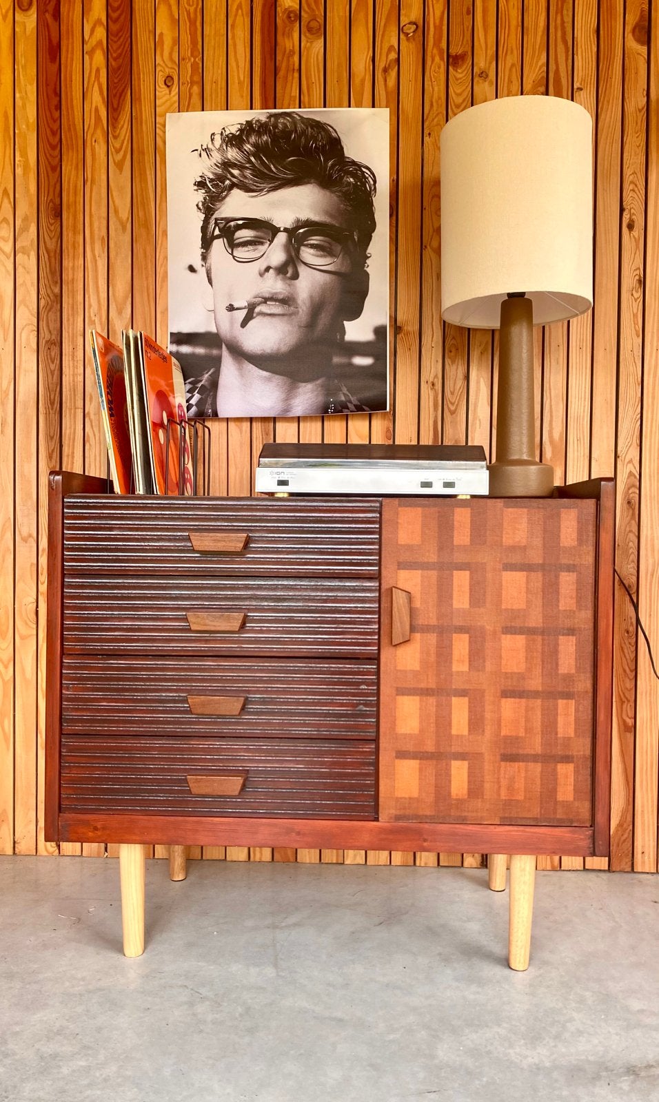 Vintage audiomeubel, platenkast vinylkast retro, Ophalen, -, -, Zo goed als nieuw