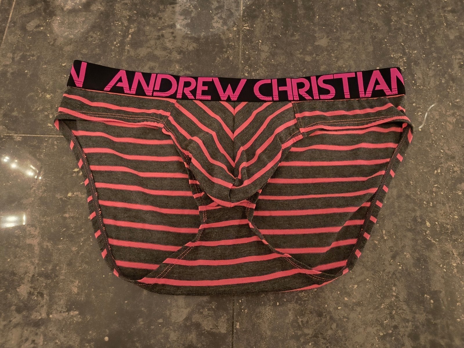 Andrew Christian Grijze Roze Gestreepte Heren Slip Maat L, Verzenden, Grijs, Andrew Christian, Slip