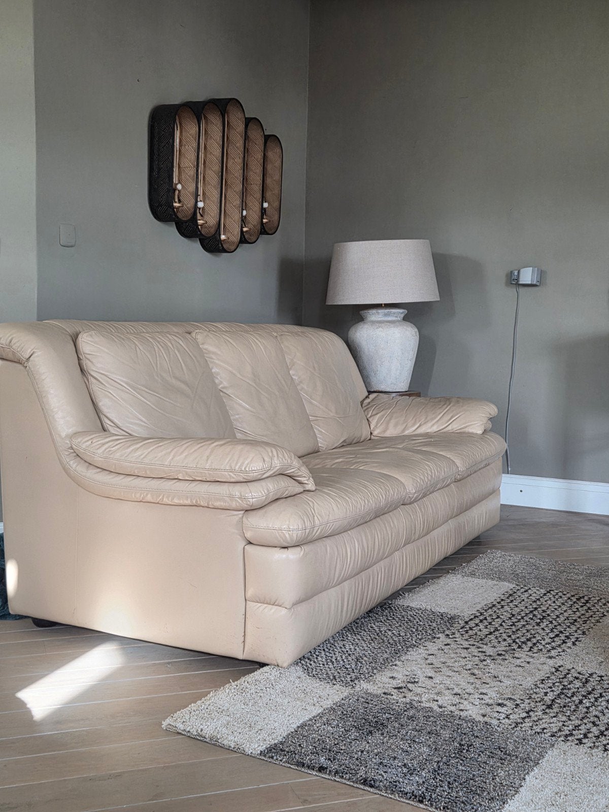 Natuzzi 3 zitbank   2 meter lang 1 meter breed, Ophalen, Gebruikt, 100 tot 125 cm, 150 tot 200 cm