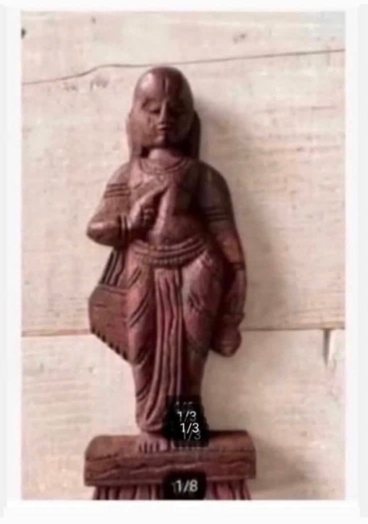 Houten antiek beeldje, Birma, 14,5 cm platte achterzijde, Antiek en Kunst, Ophalen of Verzenden