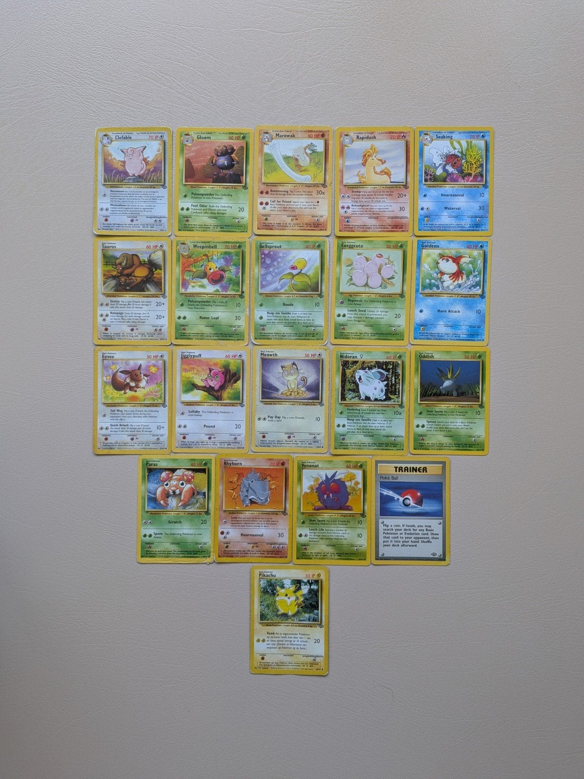 Pokémon kaarten 1st gen Jungle Pikachu Eevee Clefable 1999, Verzenden, Gebruikt