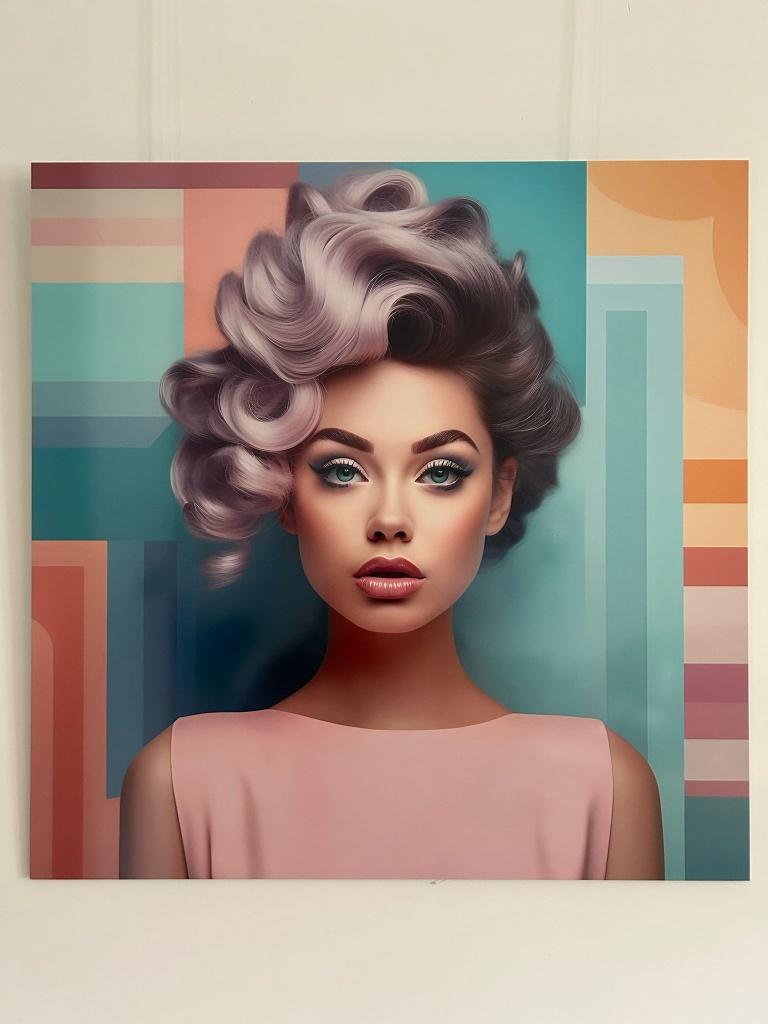 Expositie stuk op Dibond vrouw portret 60 x 60 cm, Ophalen of Verzenden