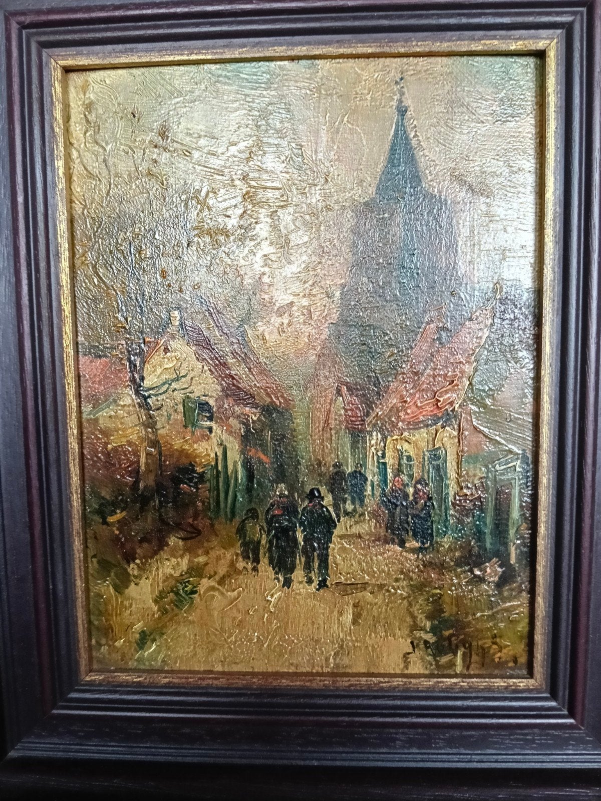 op paneel klein schilderij gesigneerd, Ophalen of Verzenden