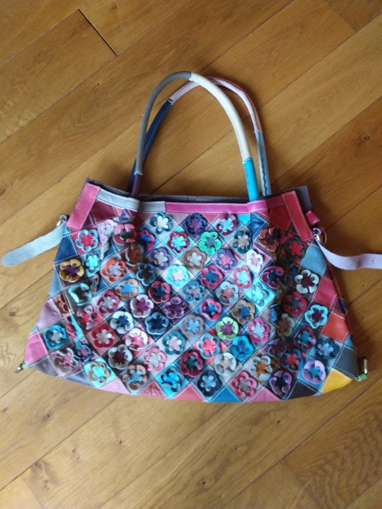 Multicolor  leren  dames tas, Ophalen of Verzenden, Nieuw, Overige kleuren, Overige typen