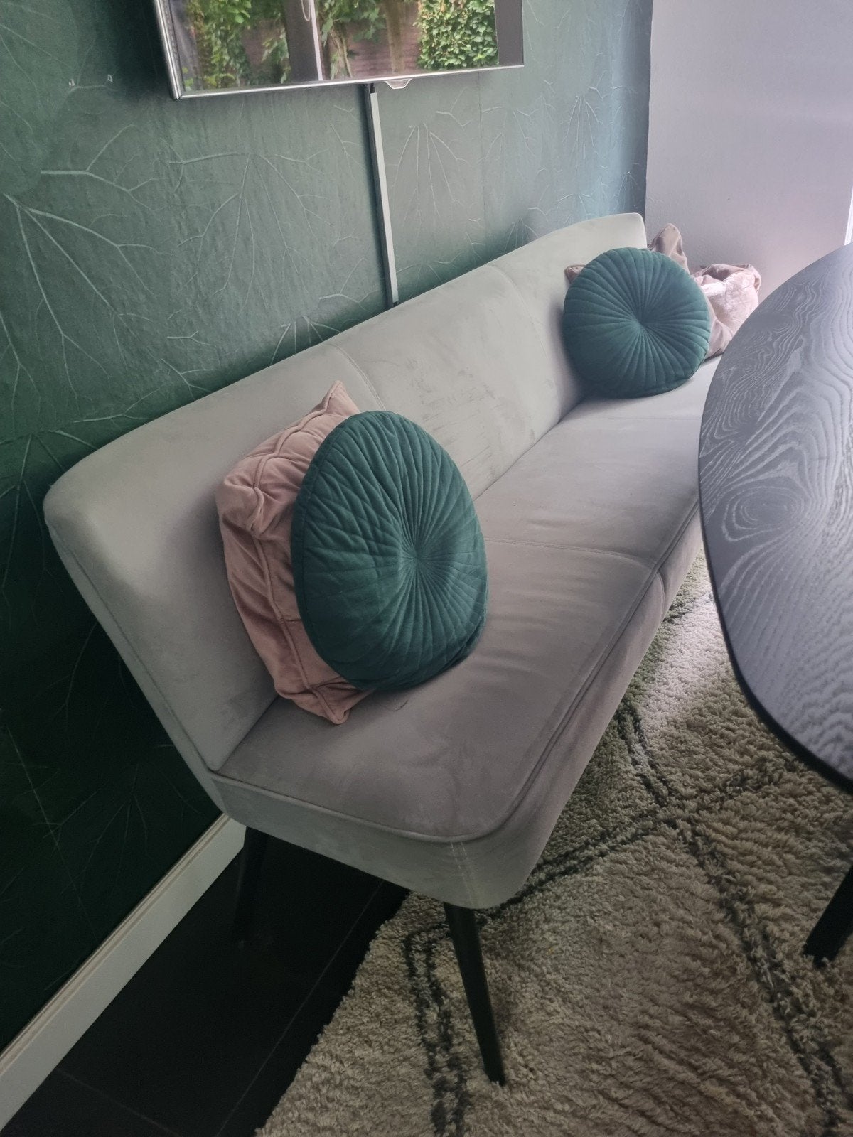 Eetkamerbank Dolly velvet grijs, 210cm, Modern, Scandinavisch, Minder dan 75 cm, Driepersoons, Ophalen of Verzenden