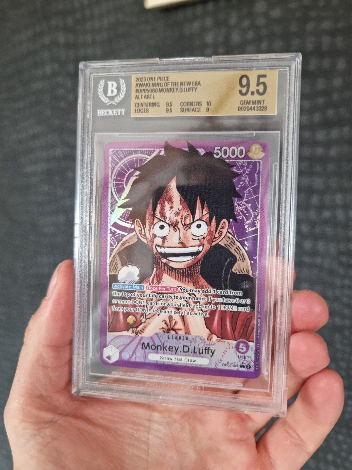 One Piece Card Game Monkey D. Luffy OP05-060 BGS 9.5, Ophalen