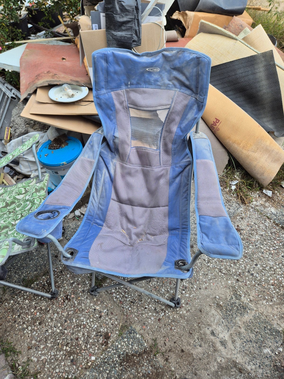 2 inklapbare campingstoelen - blauw en groen, Ophalen