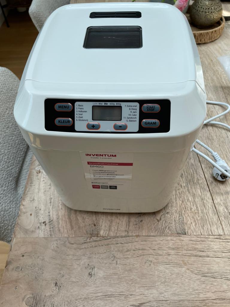 Inventum broodbakmachine BM60, Witgoed en Apparatuur, Broodbakmachines, Zo goed als nieuw, Met timer, 400 tot 800 gram deeg, Kijkvenster