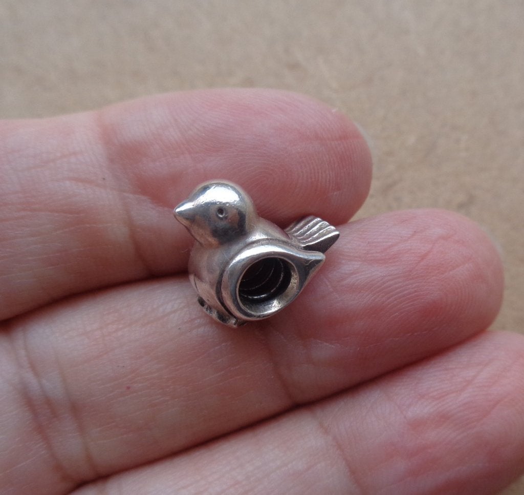 zilveren Pandora bedel vogel  [852], Sieraden, Tassen en Uiterlijk, Overige merken, Verzenden, Zo goed als nieuw, 1 bedel