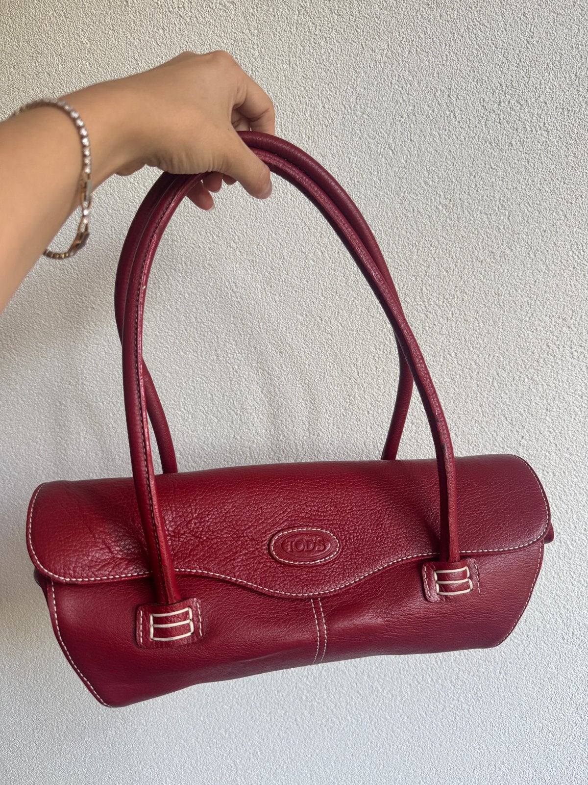 Tod’s rode leren schouder tas, Schoudertasje, Tods, Ophalen of Verzenden, Zo goed als nieuw