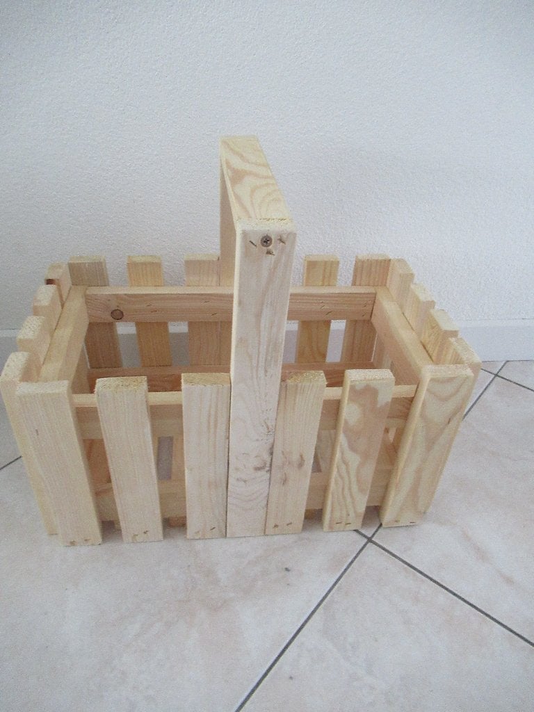 Houten mand met handvat, Gebruikt, Overige typen, Ophalen of Verzenden, Rechthoekig