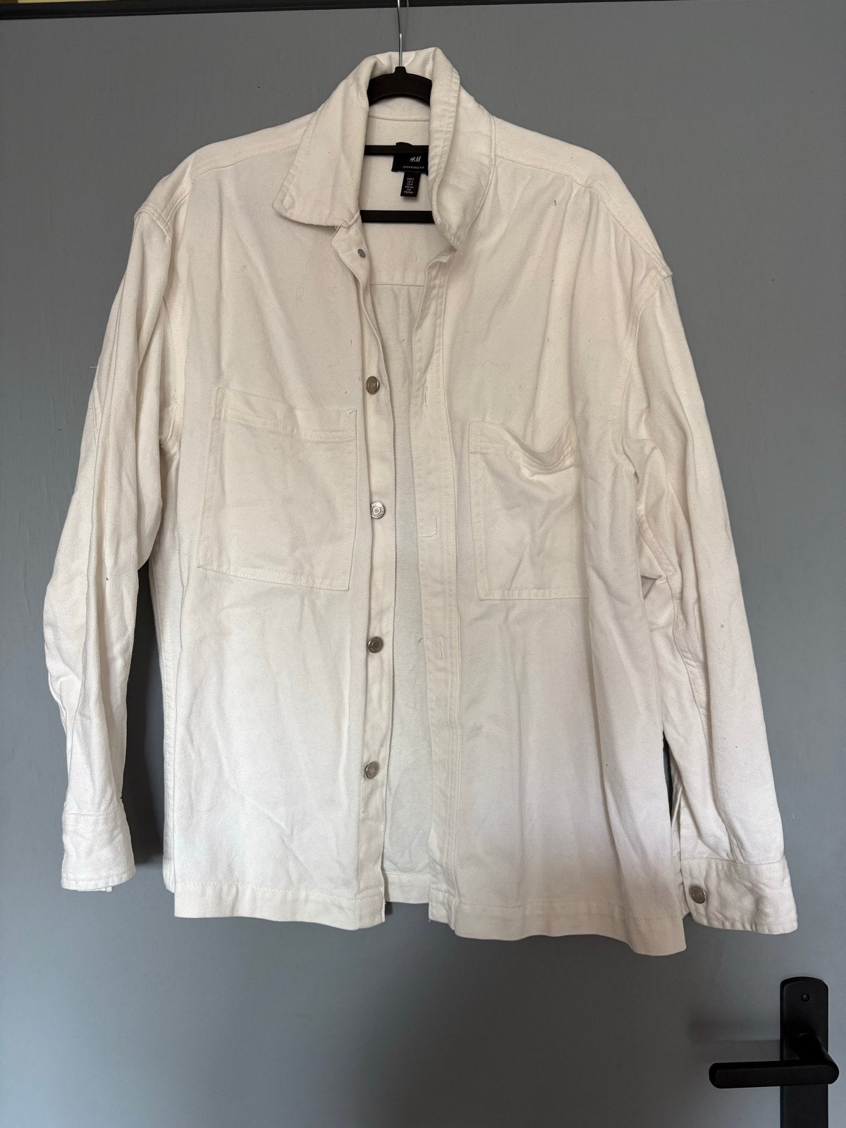 H&M Oversized Fit Jasje - Wit met 'Brooklyn' op de rug, Ophalen of Verzenden, Gedragen, Maat 46 (S) of kleiner, Wit