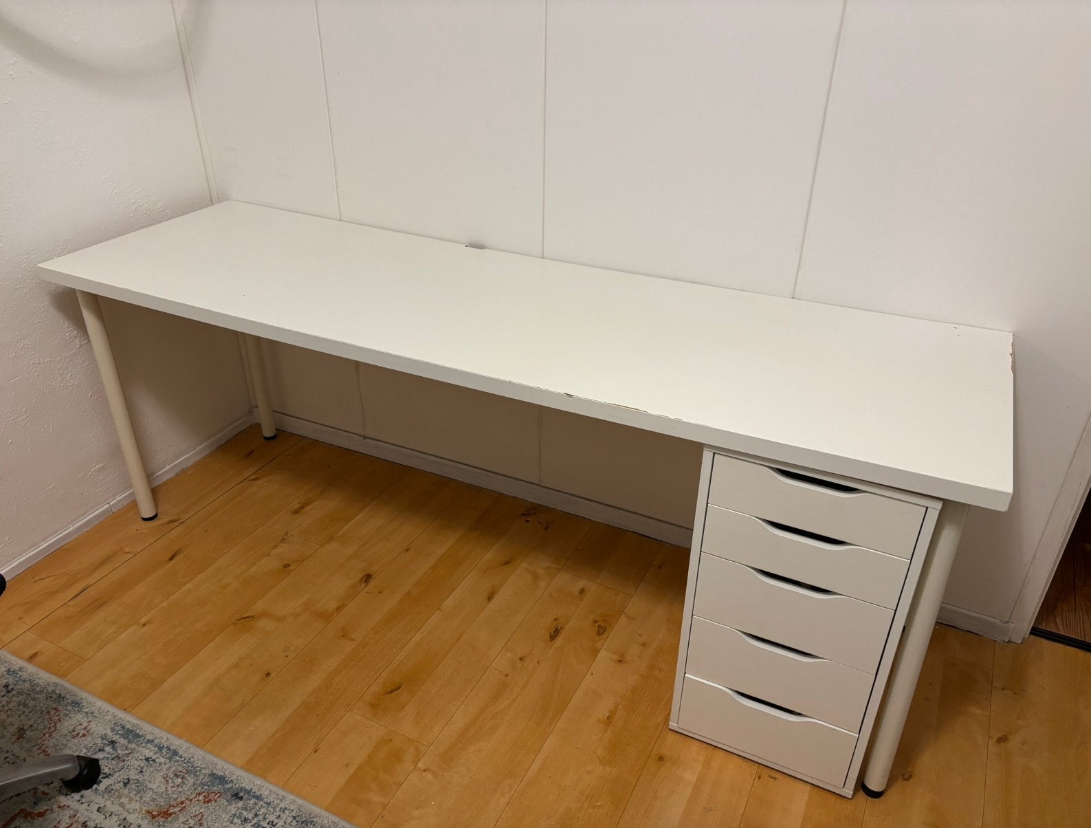 IKEA Linmonn bureau (200x60 cm) & Alex ladeblok, Ophalen, Gebruikt