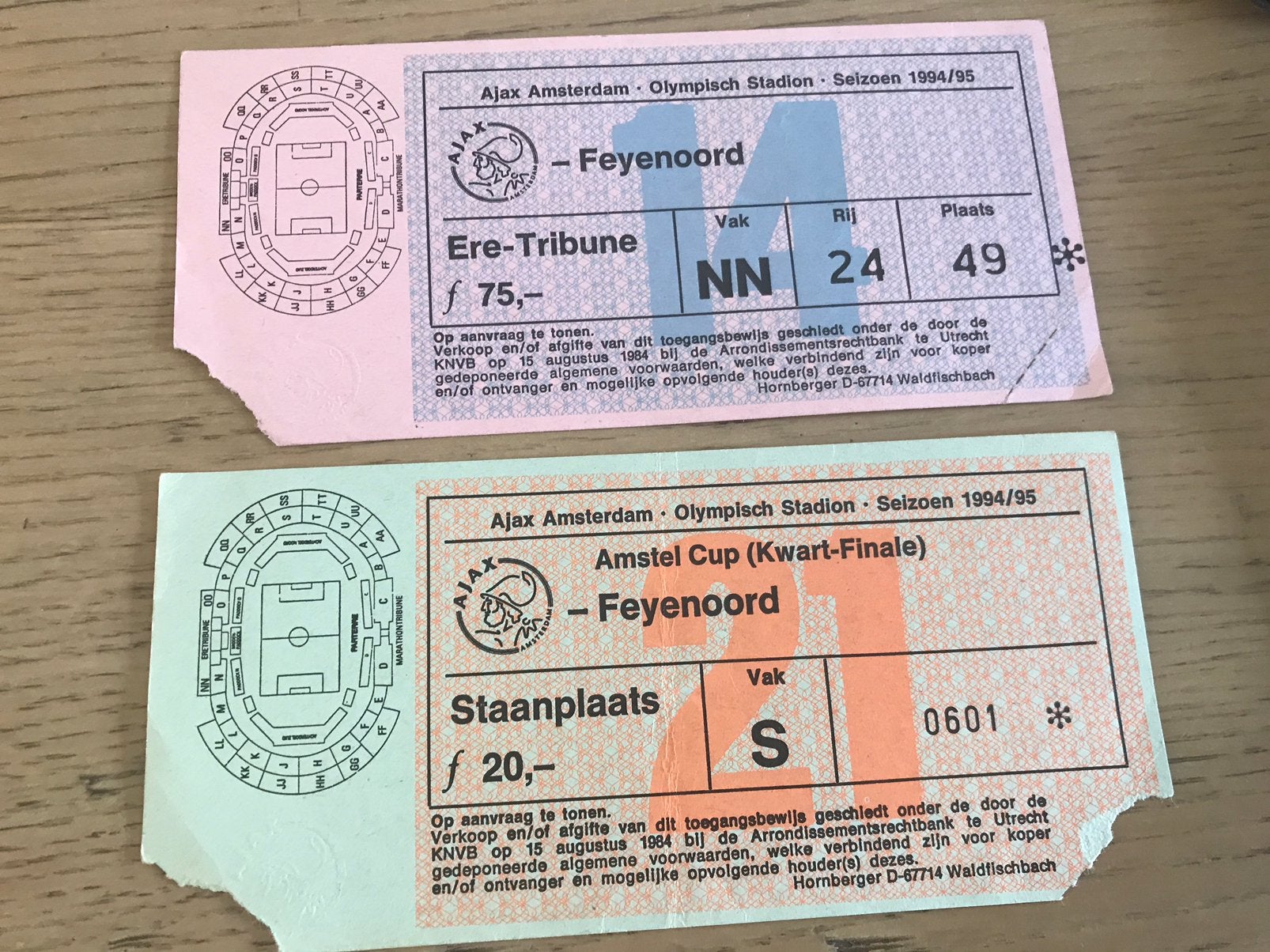 10x ticket kaartje Ajax midden jaren 90, Verzamelen, Ophalen of Verzenden, Ajax, Overige typen