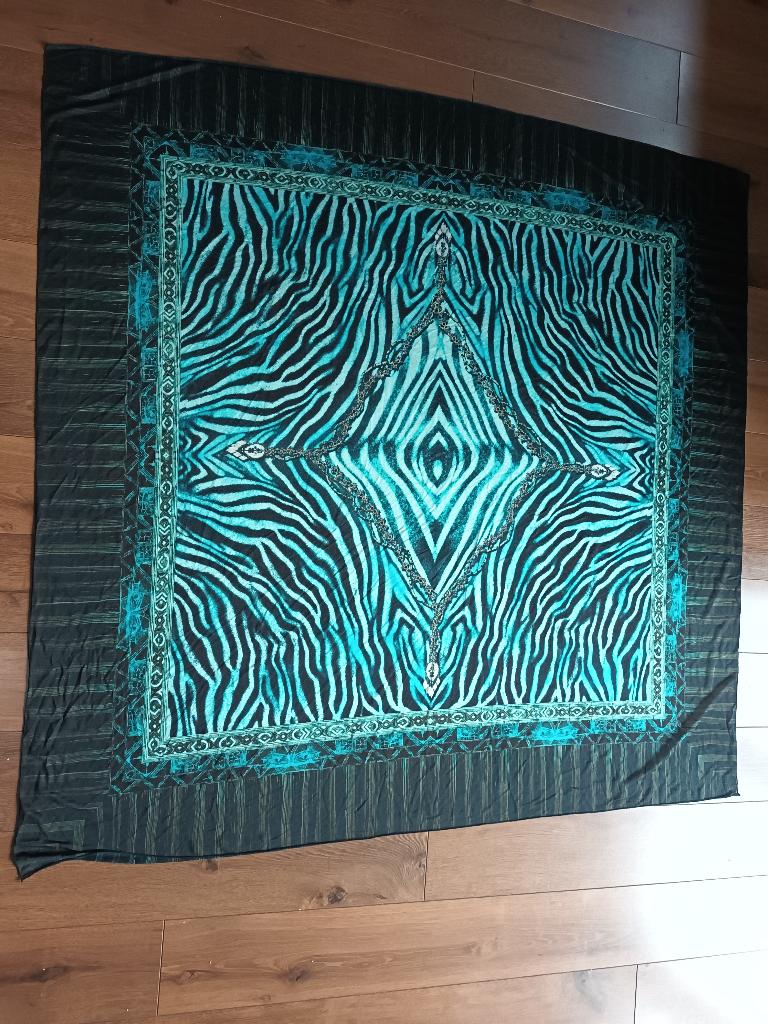 Pareo omslagdoek 140 x 140 cm patroon zebra print zgan, Ophalen of Verzenden, Zo goed als nieuw, Blauw, Overige typen
