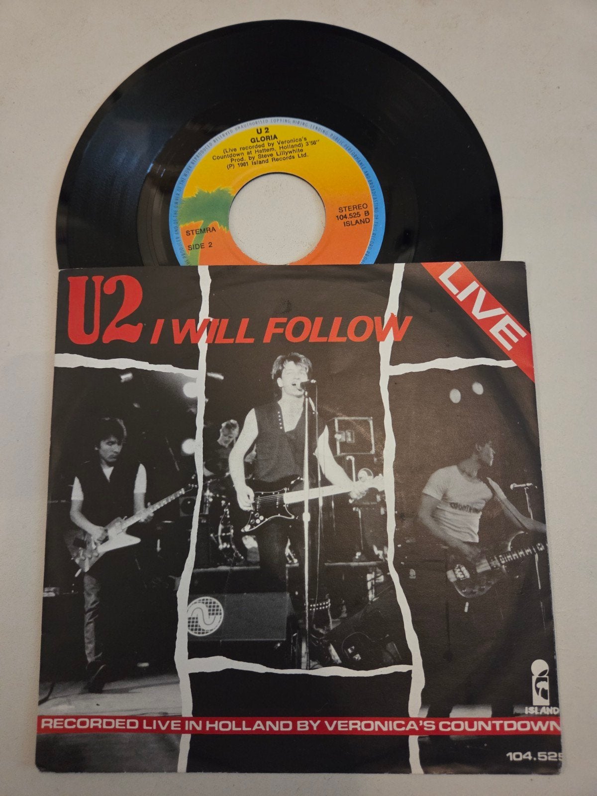 U2 - I Will Follow / Gloria (Live in Holland) 7 inch single, Cd's en Dvd's, Fotohoes, Ophalen of Verzenden, Gebruikt, Rock en Metal