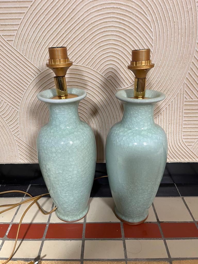 Set van 2 vintage craquelé tafellampen, Antiek en Kunst, Antiek | Lampen, Ophalen