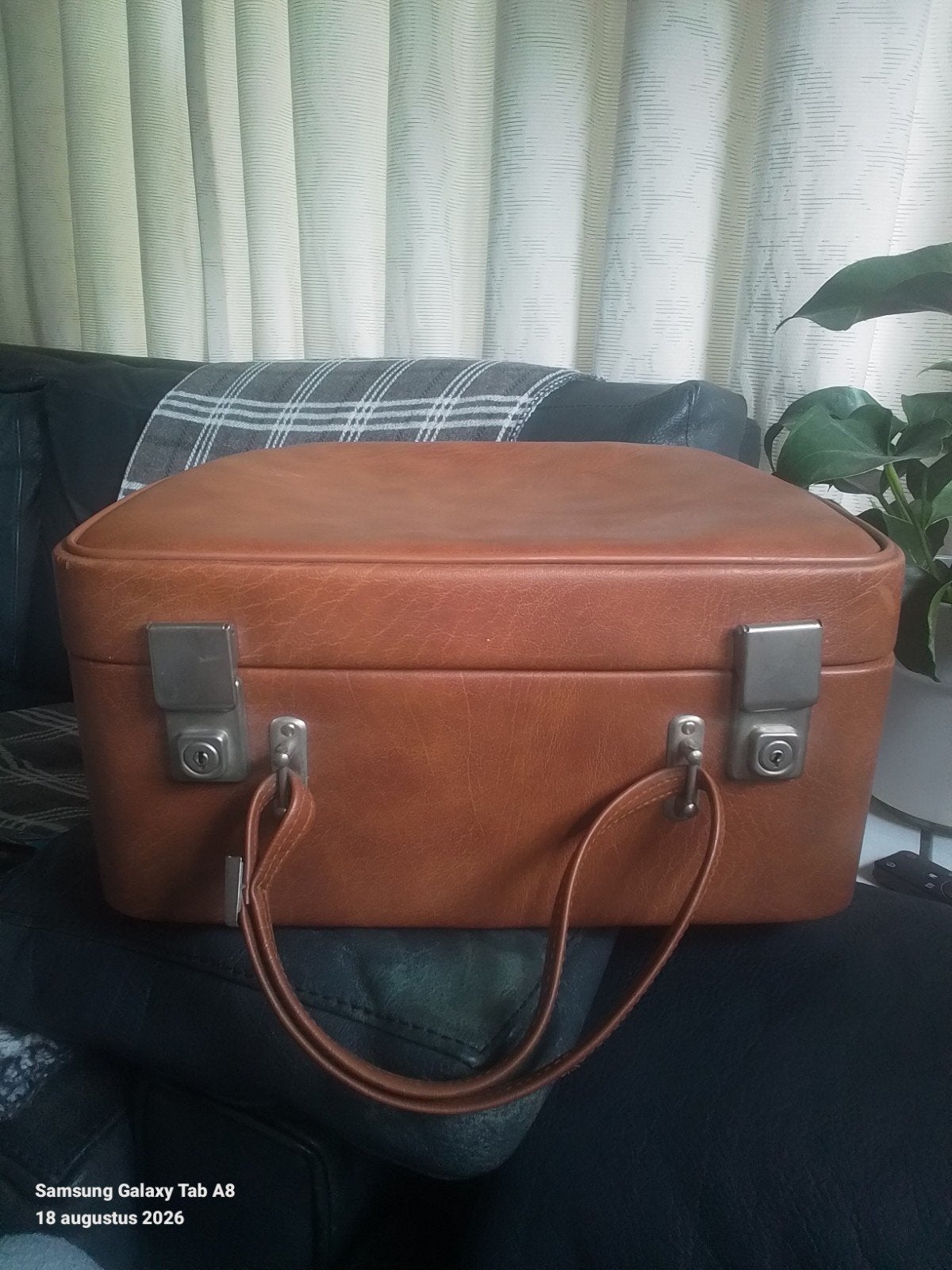 mooie vintage koffertje, Ophalen of Verzenden, Leer, Minder dan 50 cm, Minder dan 35 cm
