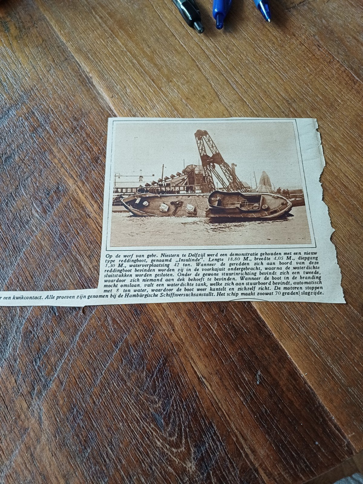 knipsel Insulinde werf Niestern Delfzijl 1927, Verzamelen, Ophalen of Verzenden, Gebruikt, Kaart, Foto of Prent