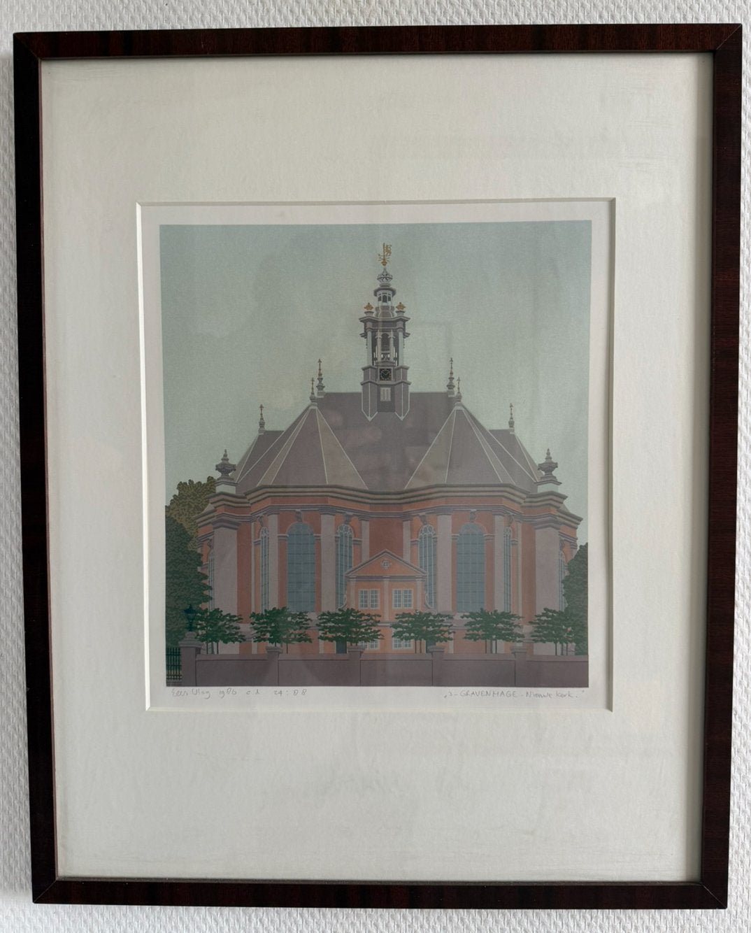 Cees Vlag   1986  e.d.  24 : 88 Den Haag.  Nieuwe kerk, Zeefdruk, Verzenden, Overige onderwerpen, Gesigneerd