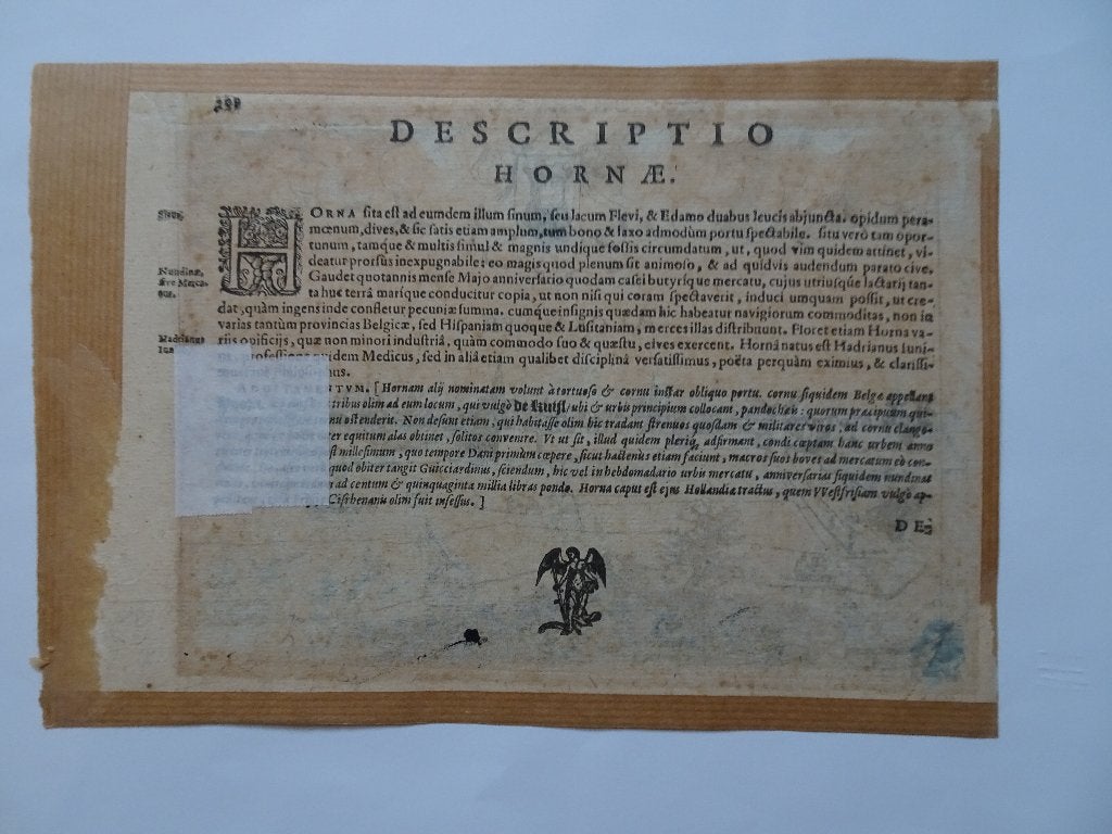 gravure gezicht op Hoorn vanuit zuiden Guicciardini, 1613, Ophalen of Verzenden, Gravure, Handgekleurd