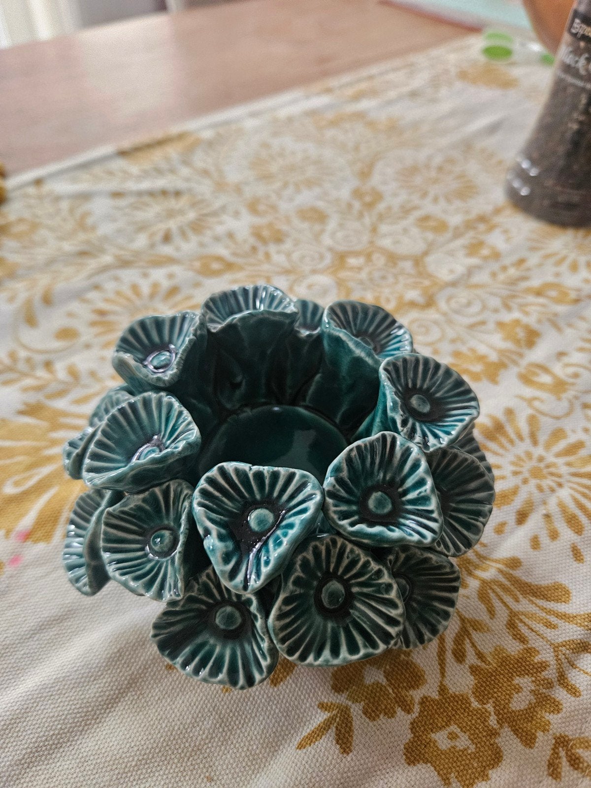 blauwgroene waxinelichthouder als koraal, Blauw, Nieuw, Mediterraans, Ophalen of Verzenden