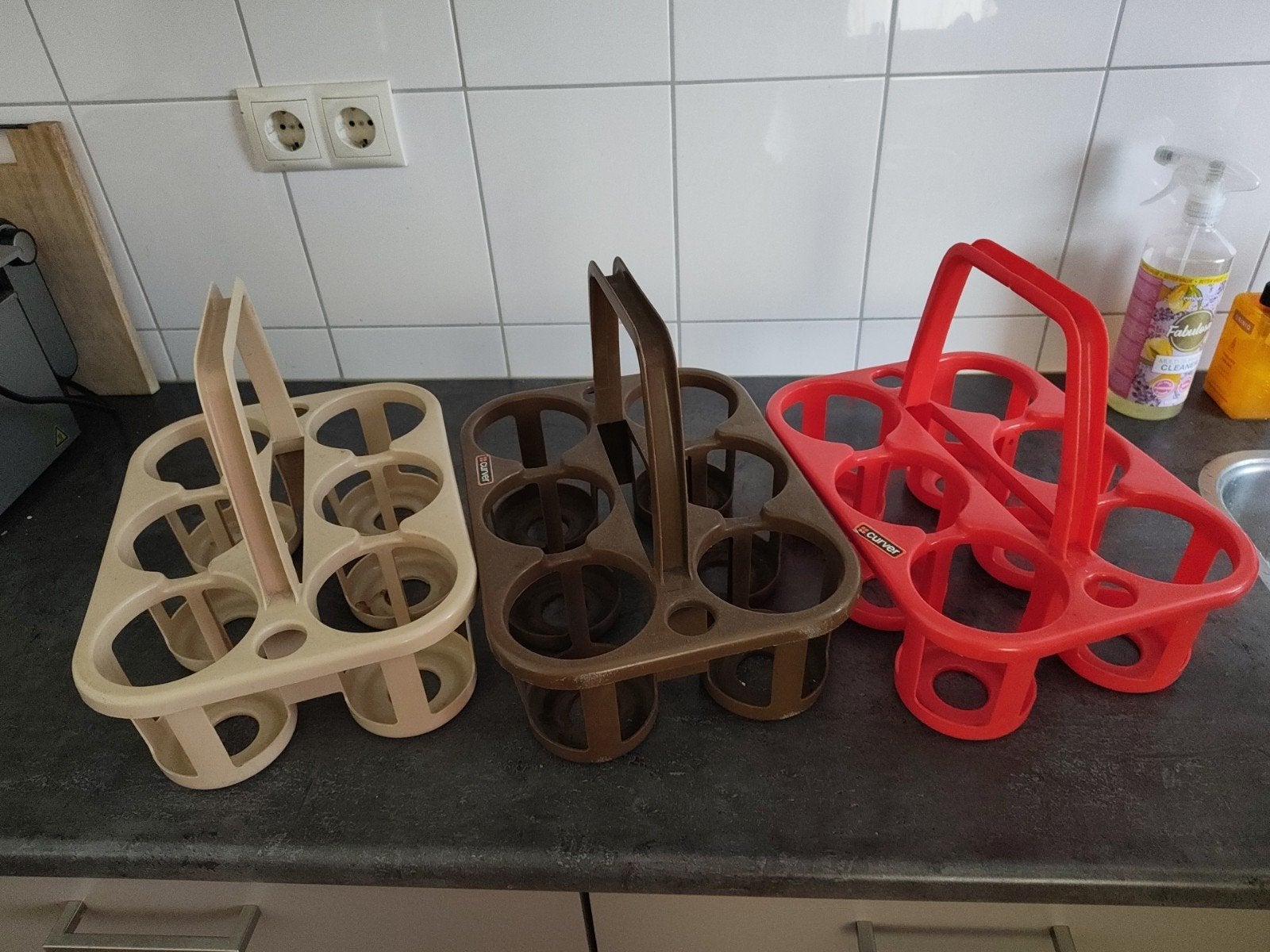 Curver flessenhouders retro vintage - set van 3, Ophalen of Verzenden