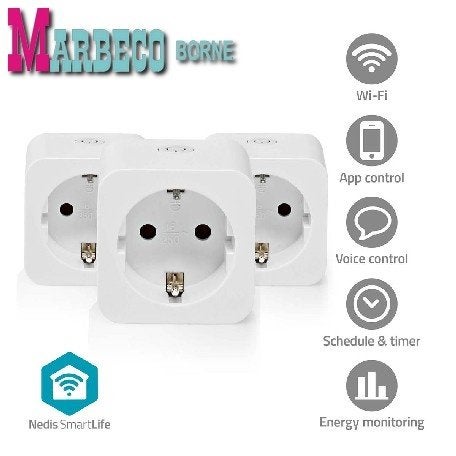 SmartLife Smart Stekker met Energiemeter, 3680W, 3-pack, Nedis SmartLife, 60 watt of meer, Overige typen, Nieuw