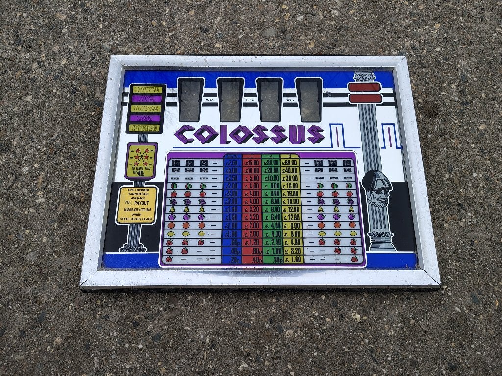Glazen Ruit: Colossus / Fruitautomaat /UK, Verzamelen, Automaten | Gokkasten en Fruitautomaten, Overige munten, Verzenden, Gebruikt