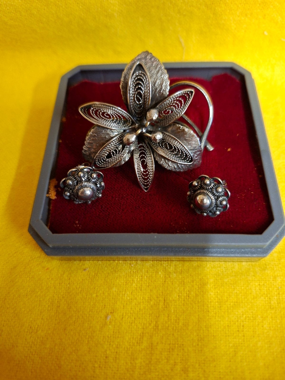 Broche en oorbellen set, Ophalen of Verzenden, Zilver, Zilver