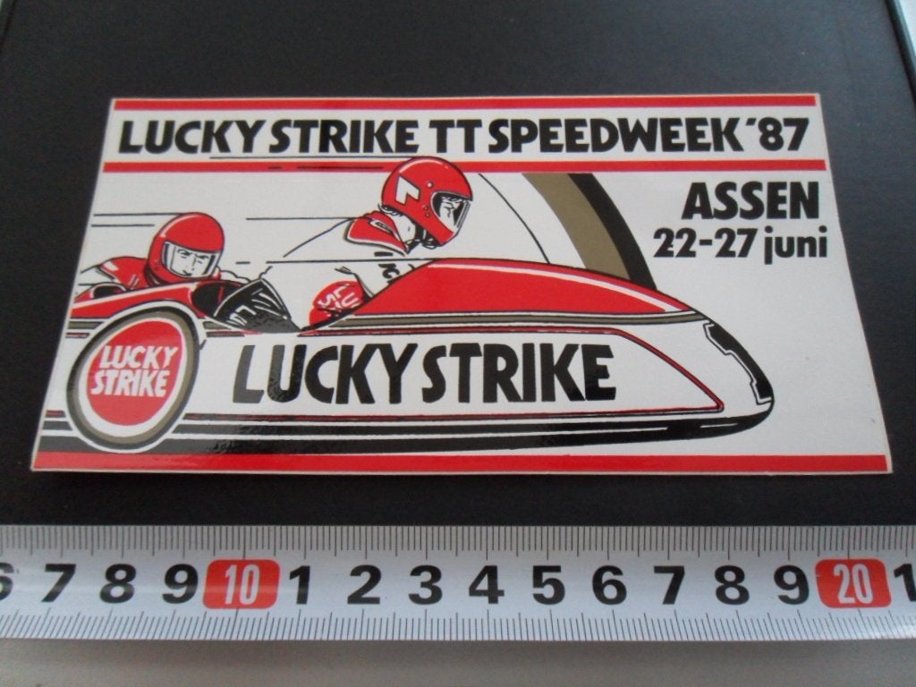 sticker Assen Lucky Strike TT Speedweek '87, Ophalen of Verzenden, Zo goed als nieuw
