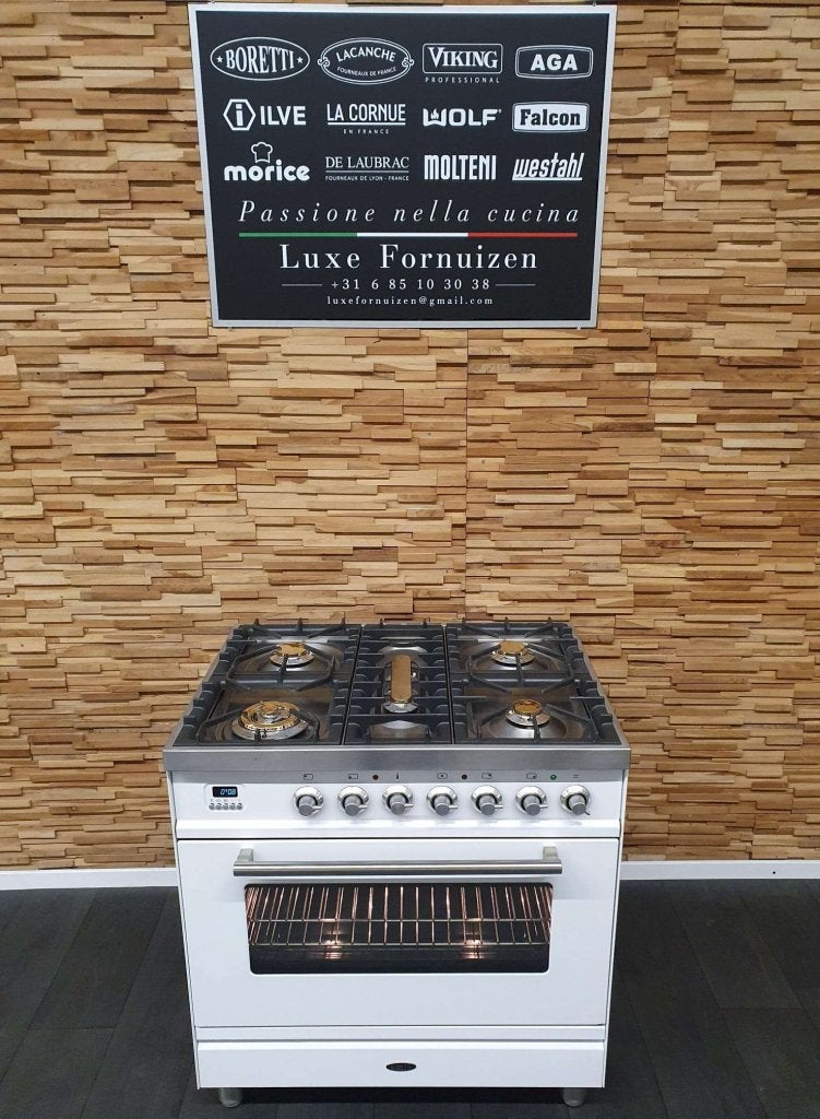 🔥Boretti Fornuis 80cm Wit & RVS elektrische oven 5 pits, Niet ingevuld, 60 cm of meer, Niet ingevuld, Ophalen of Verzenden