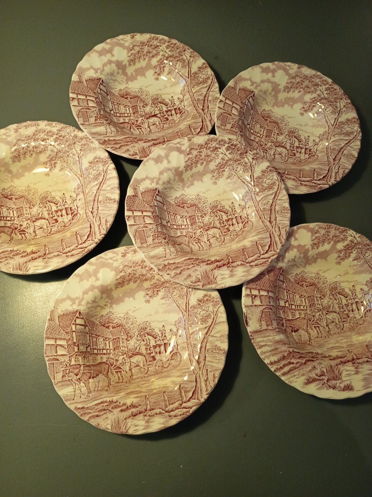 6 diepe borden, Gebruikt, Overige merken, Vintage, Ophalen of Verzenden