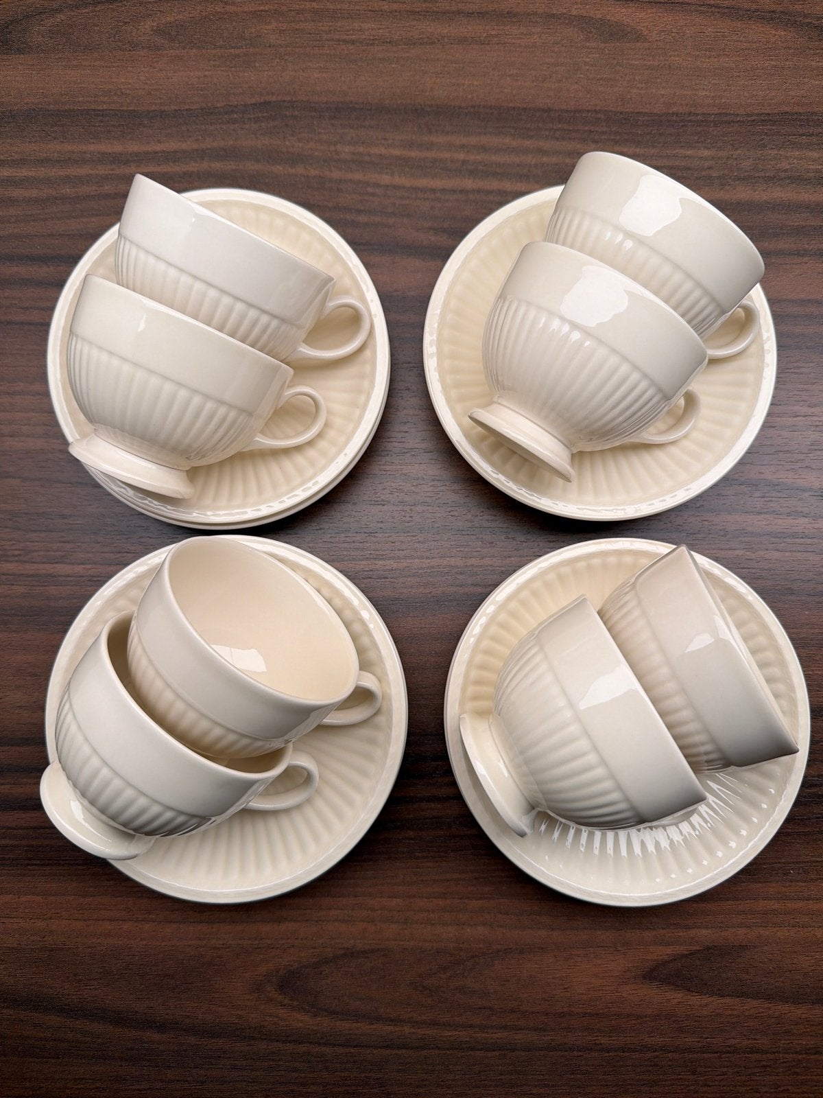 Wedgwood Edme theekopjes met schotels (8x) - NIEUWSTAAT, Klassiek, Ophalen of Verzenden, Zo goed als nieuw, Kop(pen) en/of Schotel(s)