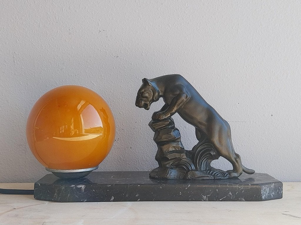 Franse Art Deco panterlamp gesigneerd Limousin, Ophalen of Verzenden