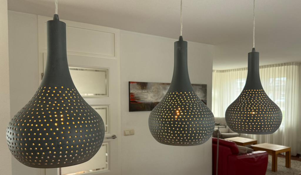 Eetkamertafel hanglampen. Stijl: soft industrieel, Ophalen, Zo goed als nieuw, 75 cm of meer