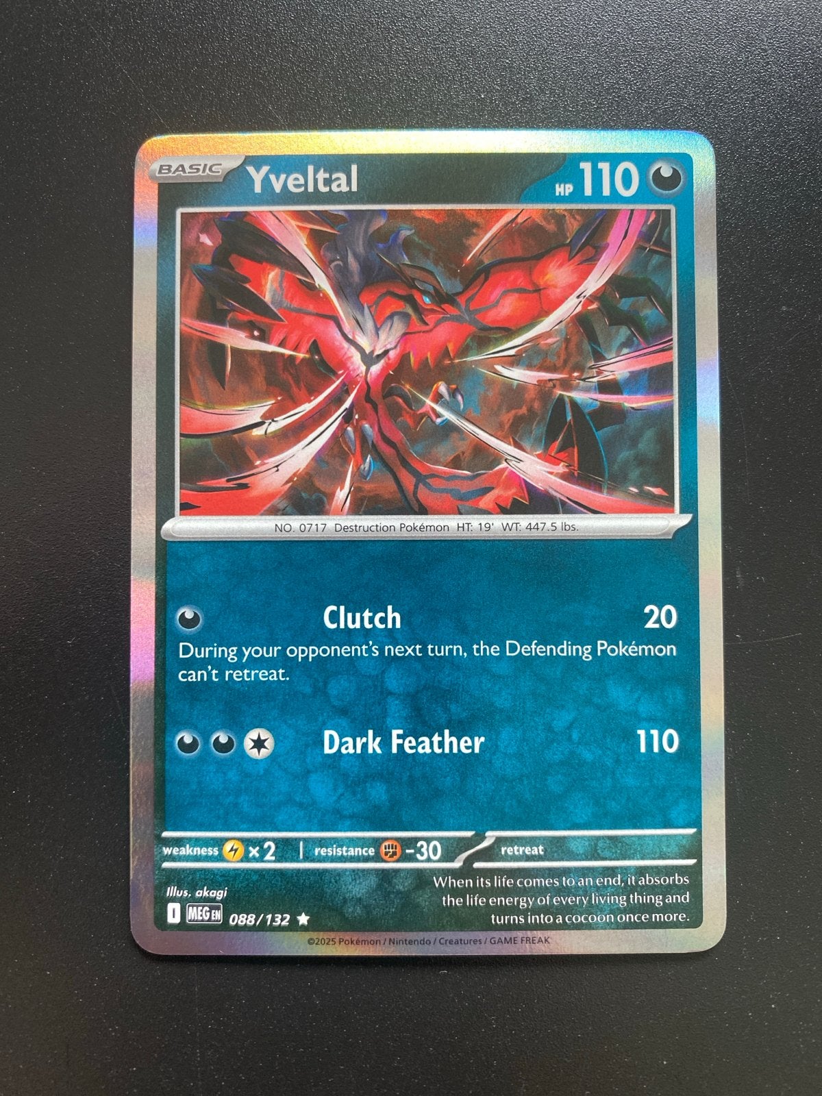 Yveltal 088/132 Rare Holo Pokémon Mega Evolution, Hobby en Vrije tijd, Verzamelkaartspellen | Pokémon, Zo goed als nieuw, Losse kaart