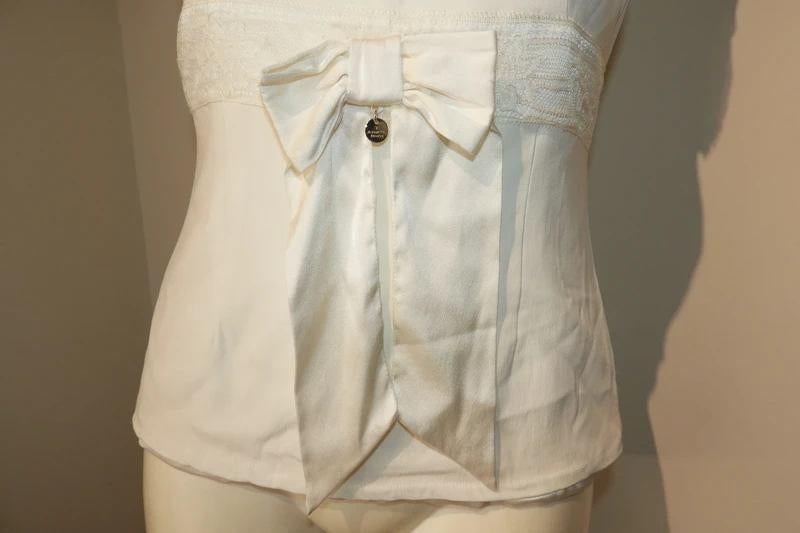 Elisabetta Franchi witte top strik merk bedel IT 46, Kleding | Dames, Maat 38/40 (M), Wit, Zo goed als nieuw, Zonder mouw
