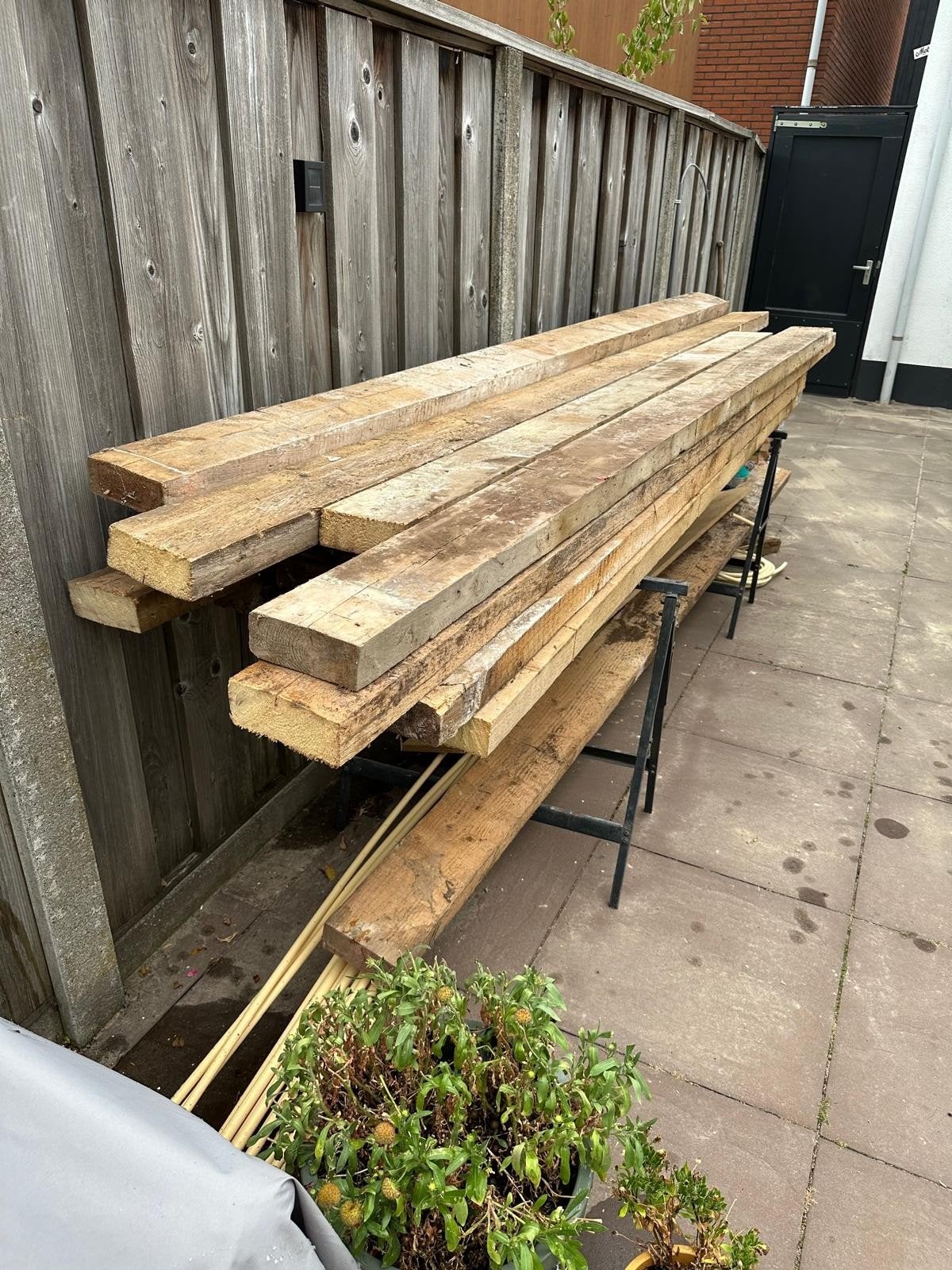 17 vuren  balken  ca 50 strekkende meter, Ophalen, 250 cm of meer, Balken