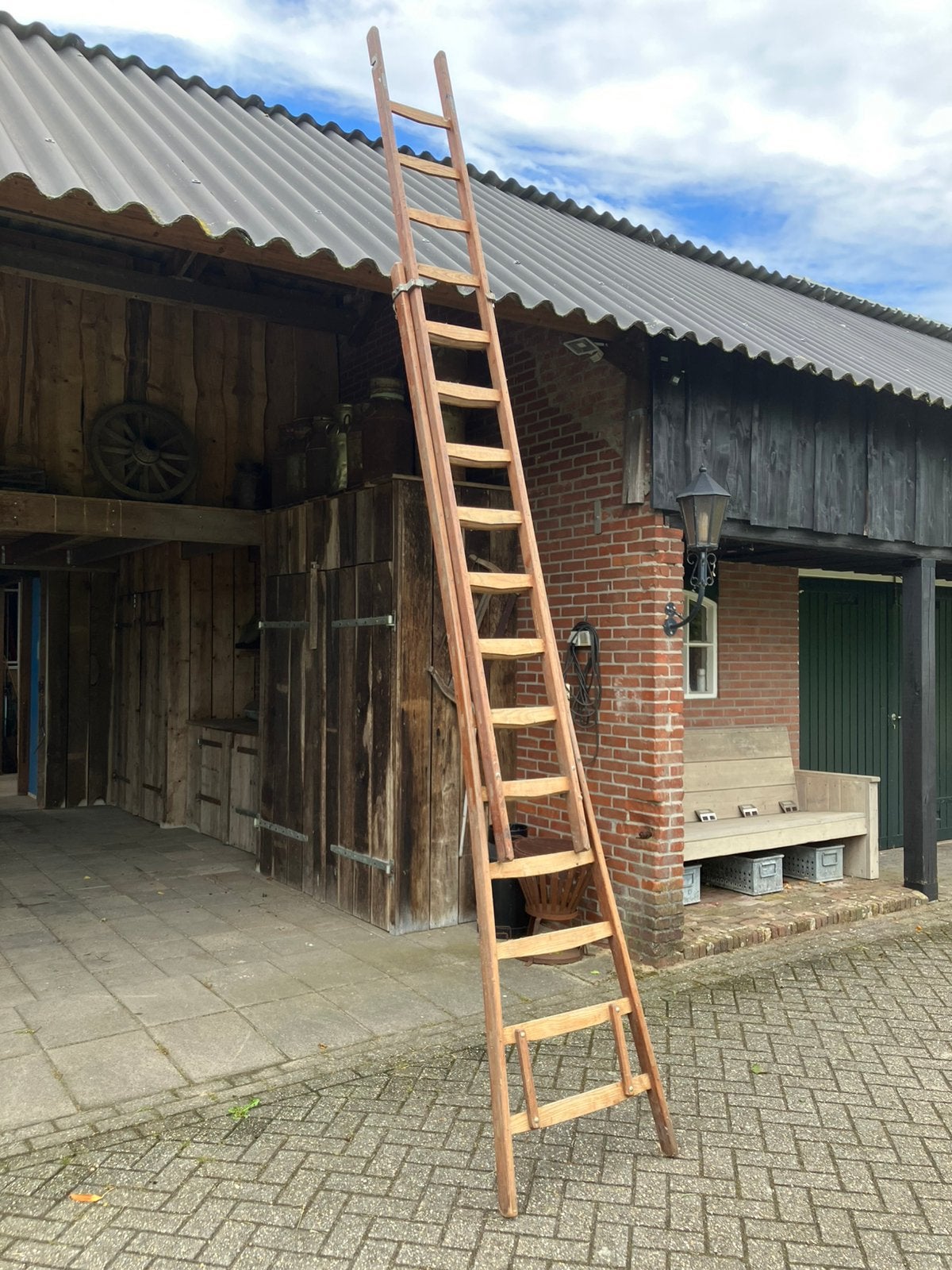 Houten ladder 2 x 13, Ophalen, Gebruikt, 2 tot 4 meter