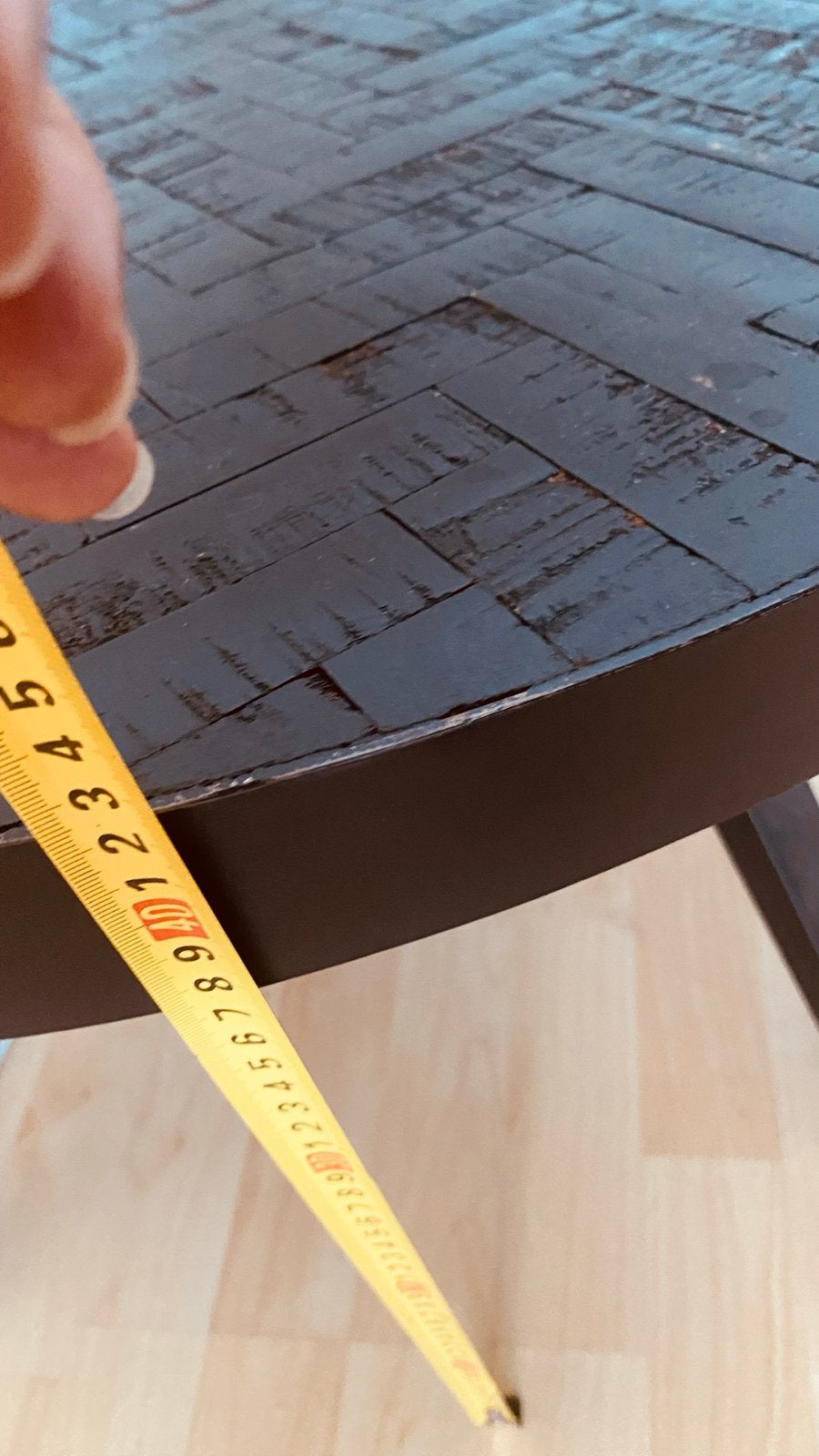Ronde salontafel met visgraatpatroon, Ophalen, Gebruikt, Rond, 50 tot 100 cm