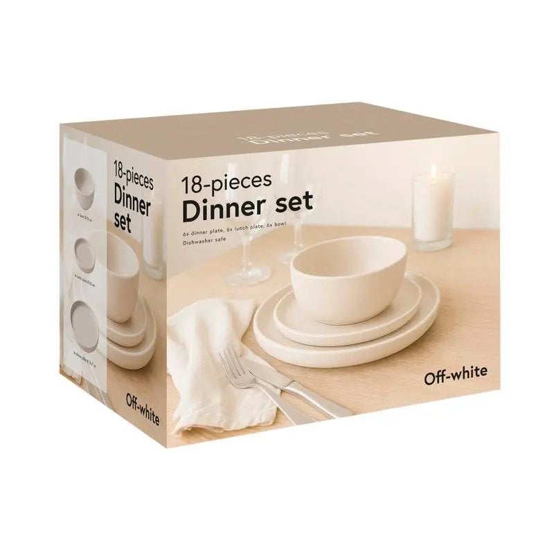 Action 18-delig Off-white Eetset - serviesset, Ophalen, Overige merken, Keramiek, Nieuw