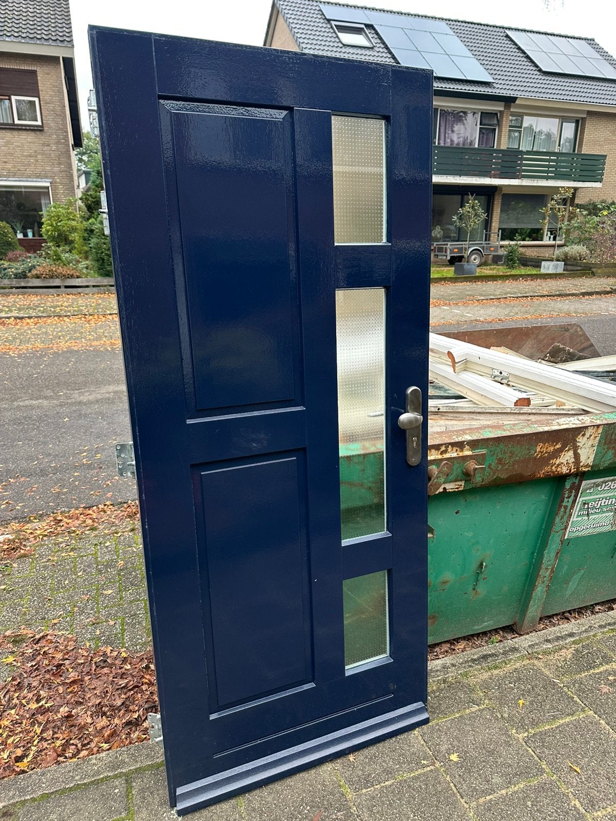 Hardhouten voordeur 87 x 199,5 dubbelglas / driepuntsluiting, Ophalen, Zo goed als nieuw, Buitendeur, Minder dan 200 cm