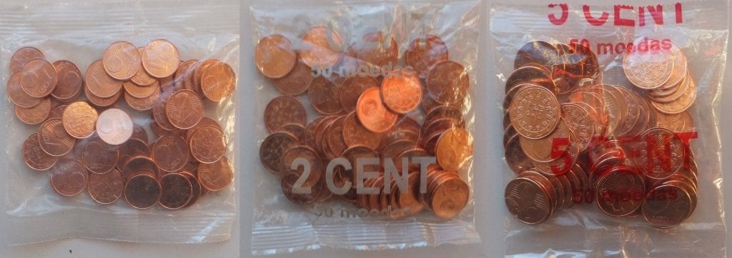 Portugal 1 cent, 2 cent en 5 eurocent in orginele zakjes UNC, Ophalen of Verzenden, Portugal, Overige waardes, Setje