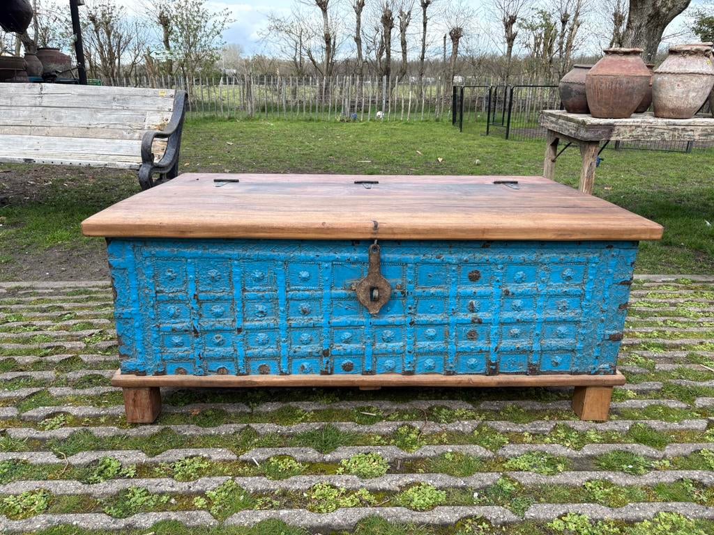 Stoere oude kist / tafel Aanbieding!, Ophalen, Gebruikt, 50 tot 100 cm, Teakhout
