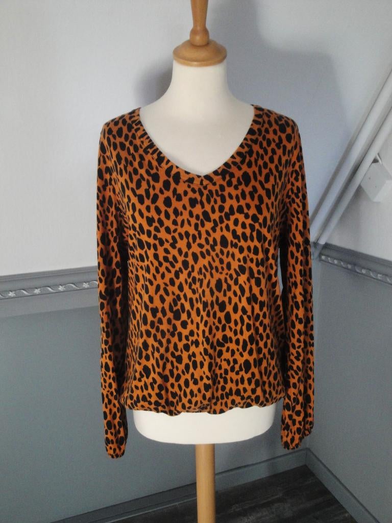 Cognac/zwart topje MISS ETAM maat L, Kleding | Dames, Tops, Overige kleuren, Maat 42/44 (L), Ophalen of Verzenden, Zo goed als nieuw