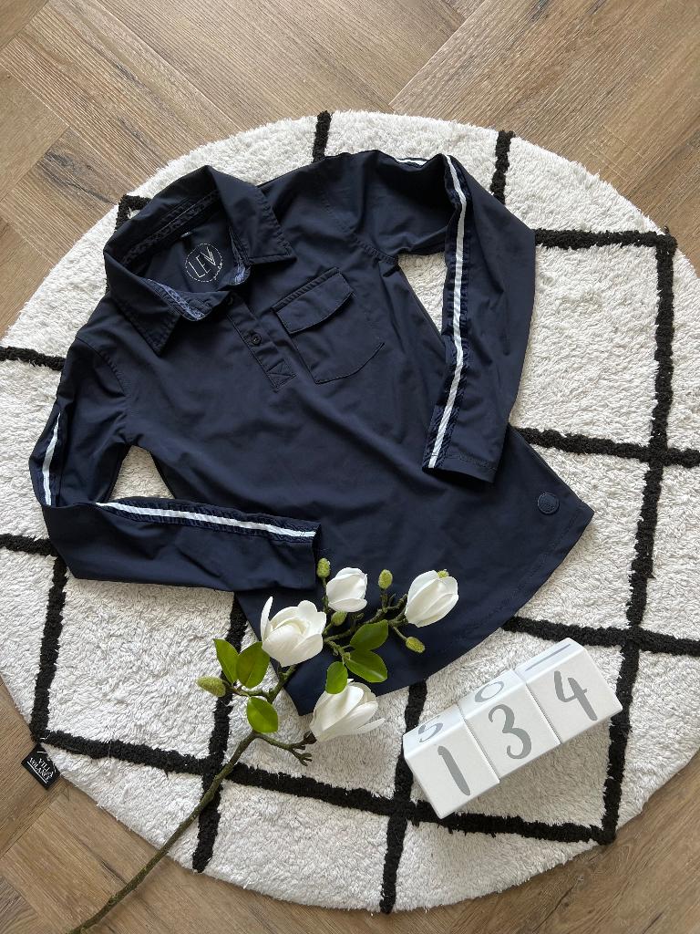 ZGAN blauw Levv blouse top shirt 134 girls polo longsleeve, Kinderen en Baby's, Kinderkleding | Maat 134, Zo goed als nieuw, Meisje