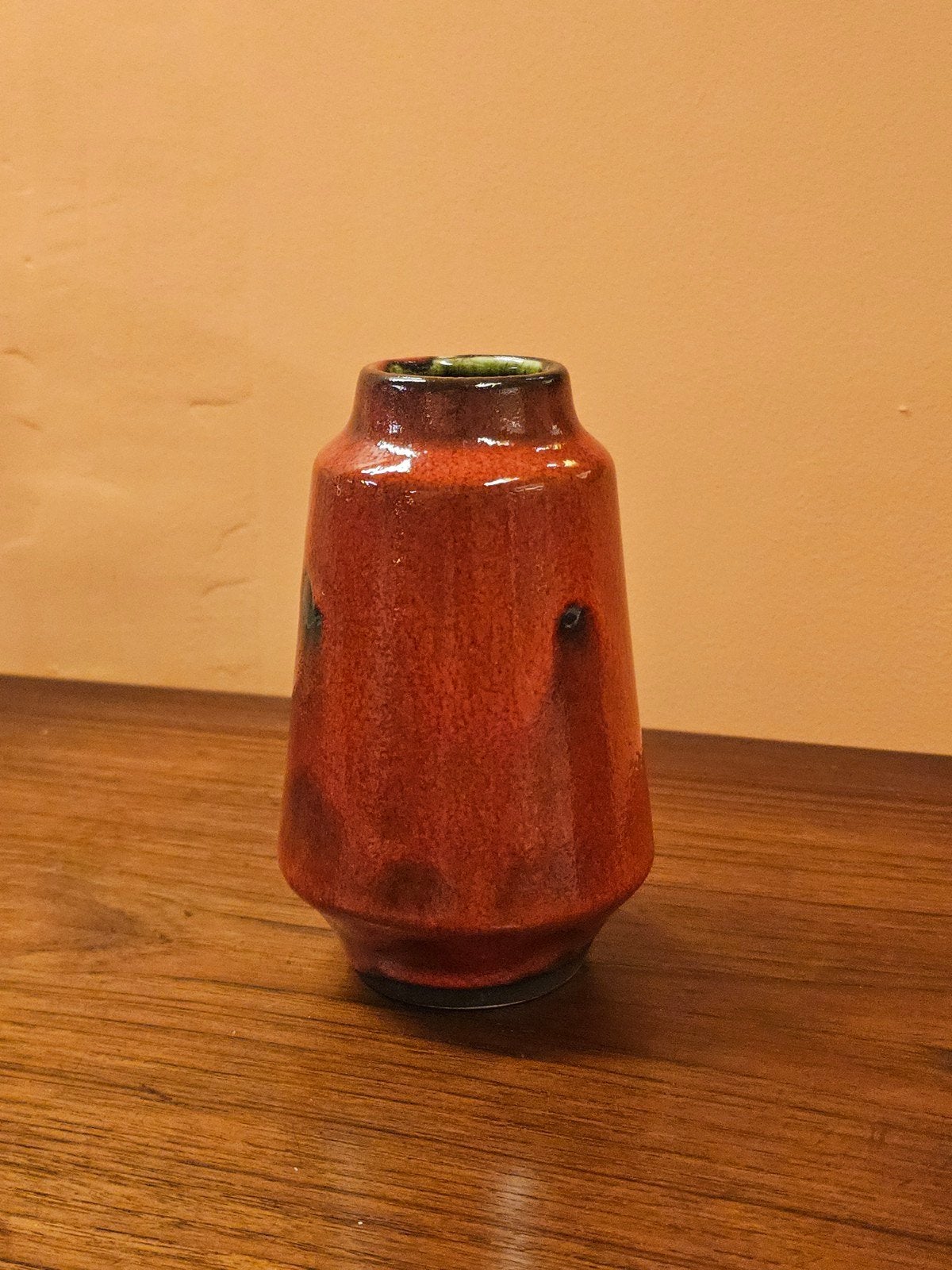 Vintage Ilkra Keramiek Vaas Oranje West Germany, Ophalen of Verzenden